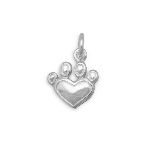 Polished Sterling Silver Puppy Paw Print Charm