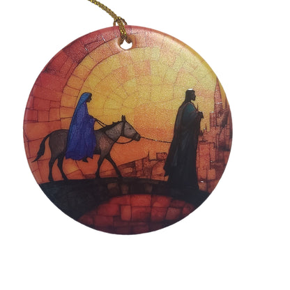 Journey to Bethlehem Double Sided Porcelain Christmas Ornament, UV Printed