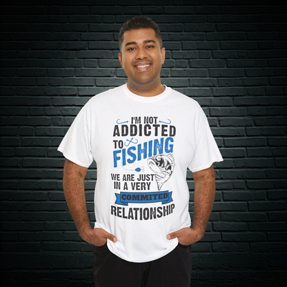 Addicted to Fishing  Short Sleeve T-Shirt (Front or Back Design)