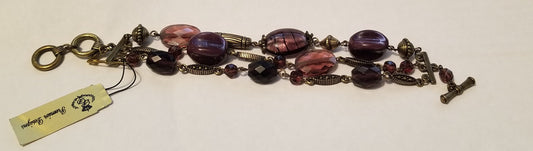 Vintage Premier Designs "Purple Iris" Toggle Bracelet