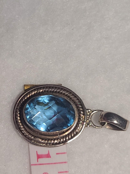 Vintage Antique Sterling Silver & Topaz Handcrafted Pendant